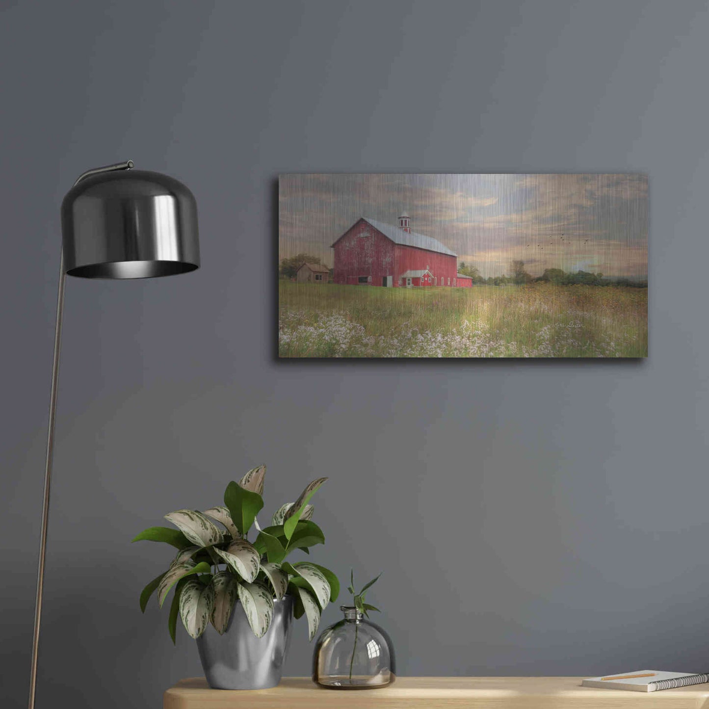 Luxe Metal Art 'Vermont Landscape' by Lori Deiter, Metal Wall Art,24x12