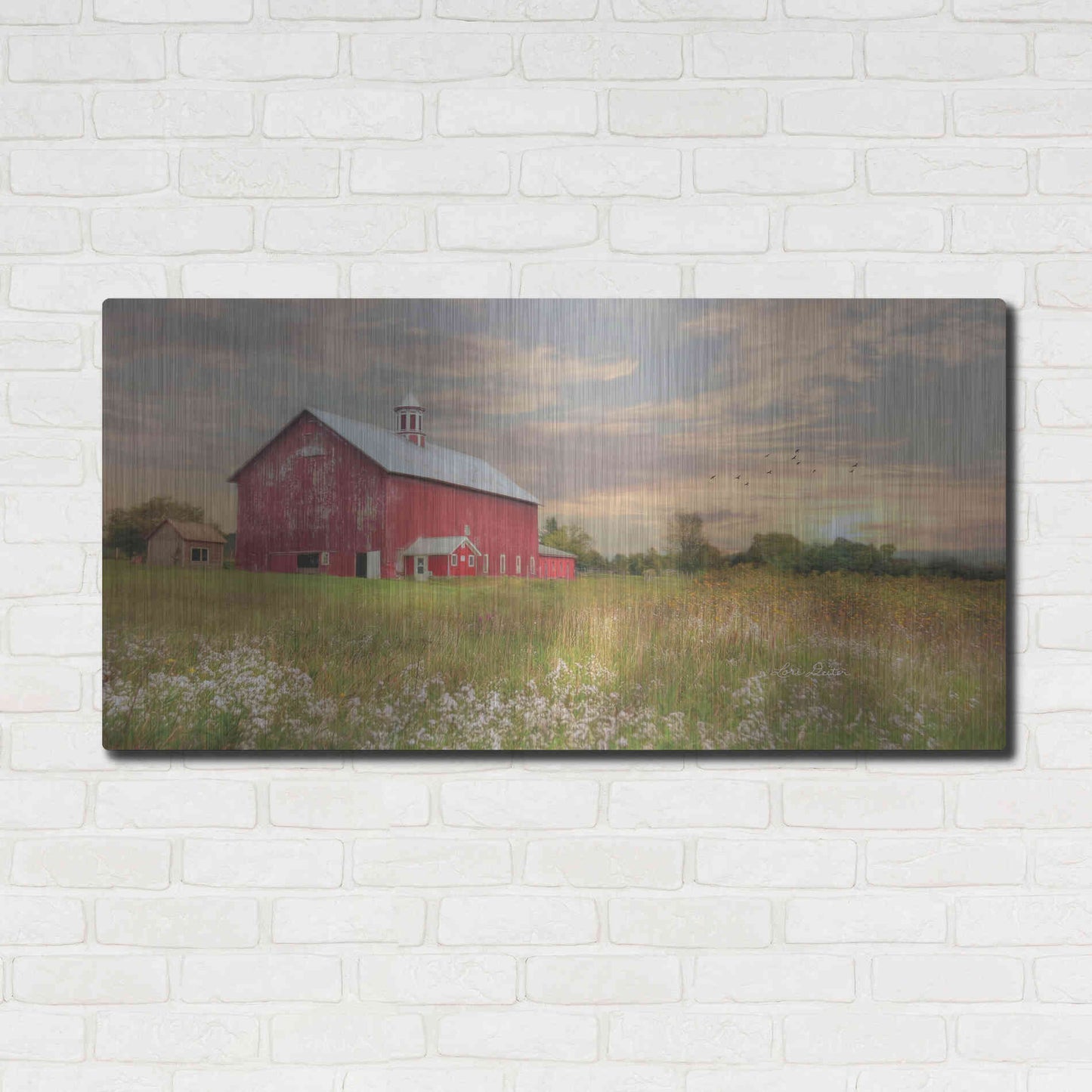 Luxe Metal Art 'Vermont Landscape' by Lori Deiter, Metal Wall Art,48x24
