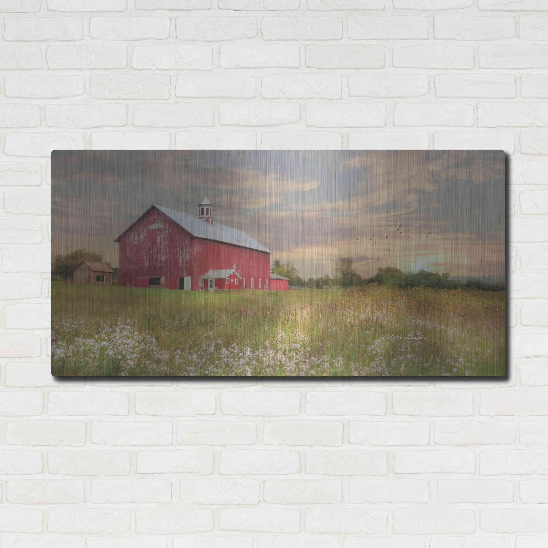 Luxe Metal Art 'Vermont Landscape' by Lori Deiter, Metal Wall Art,48x24