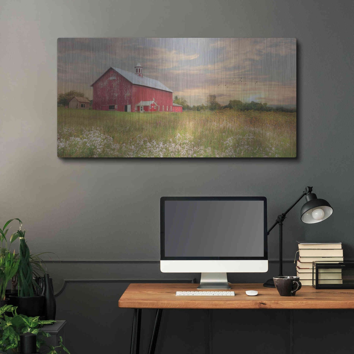 Luxe Metal Art 'Vermont Landscape' by Lori Deiter, Metal Wall Art,48x24