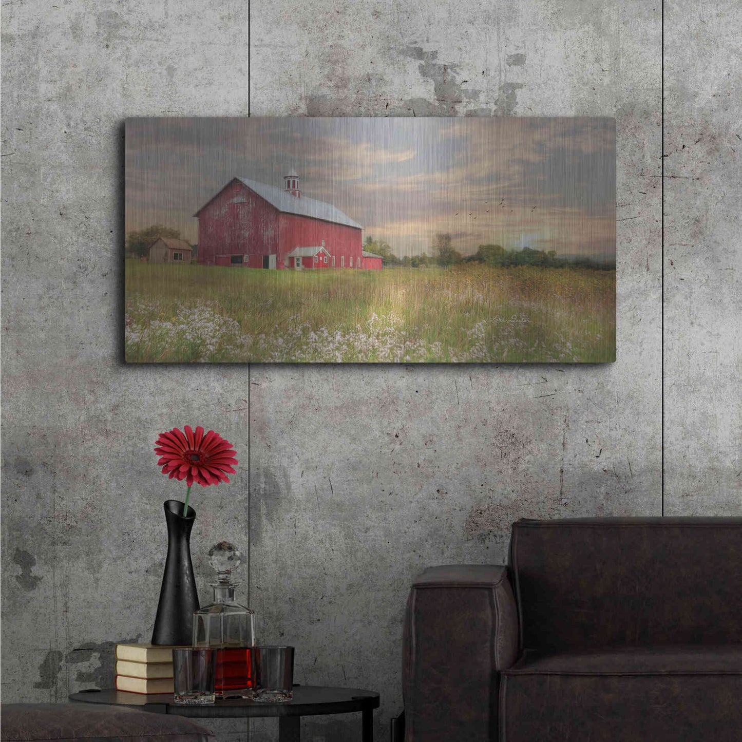 Luxe Metal Art 'Vermont Landscape' by Lori Deiter, Metal Wall Art,48x24