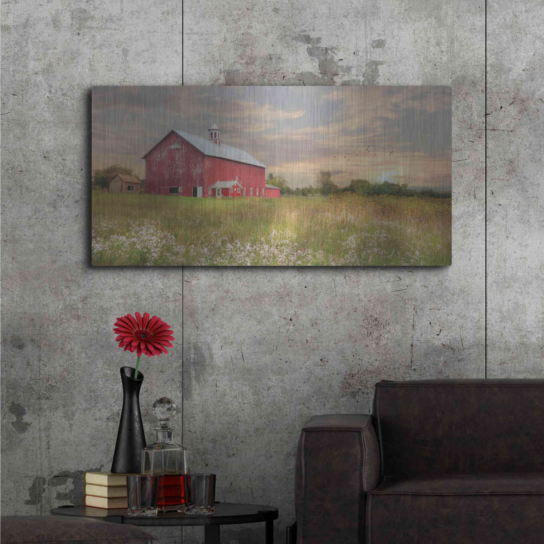 Luxe Metal Art 'Vermont Landscape' by Lori Deiter, Metal Wall Art,48x24