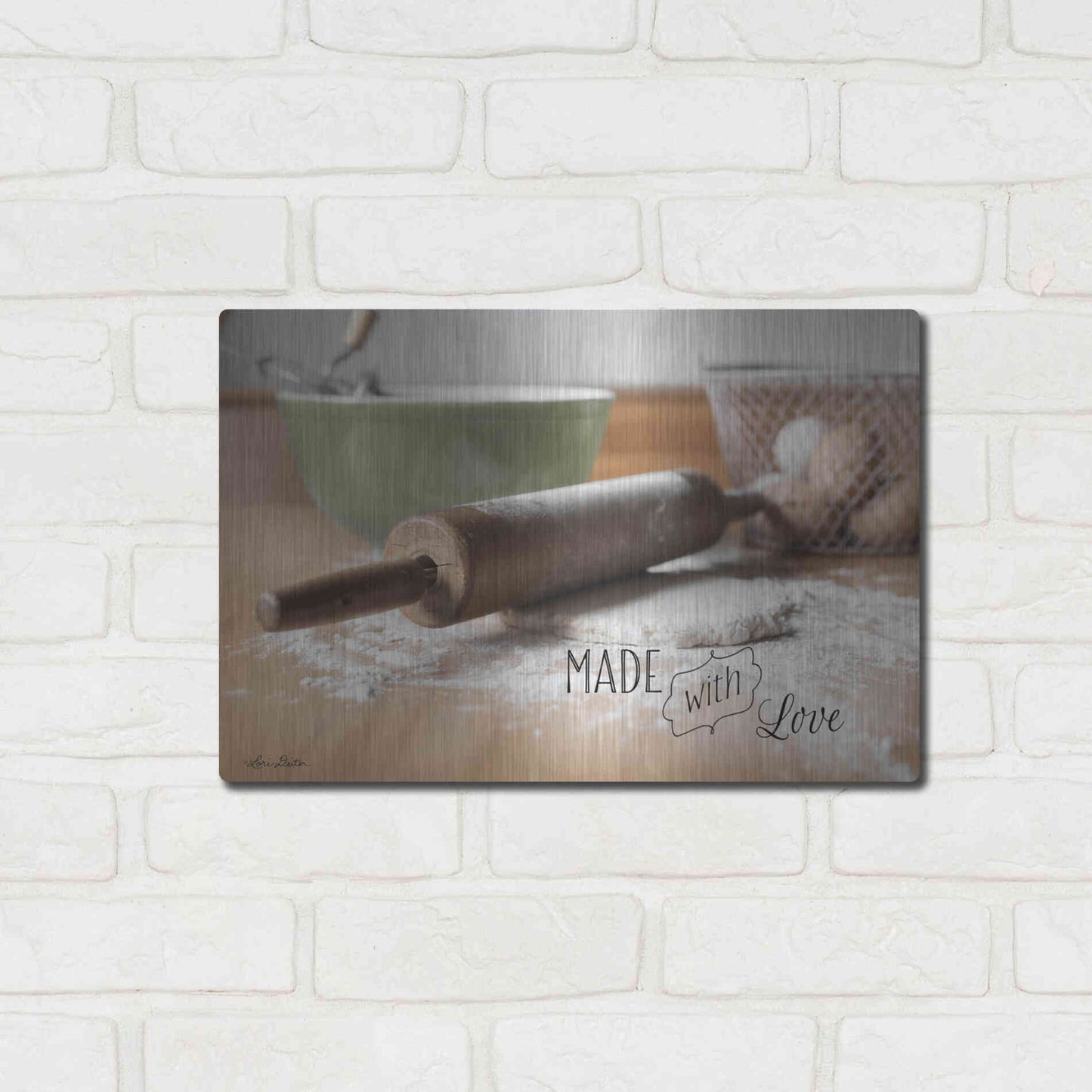 Luxe Metal Art 'Made with Love' by Lori Deiter, Metal Wall Art,16x12