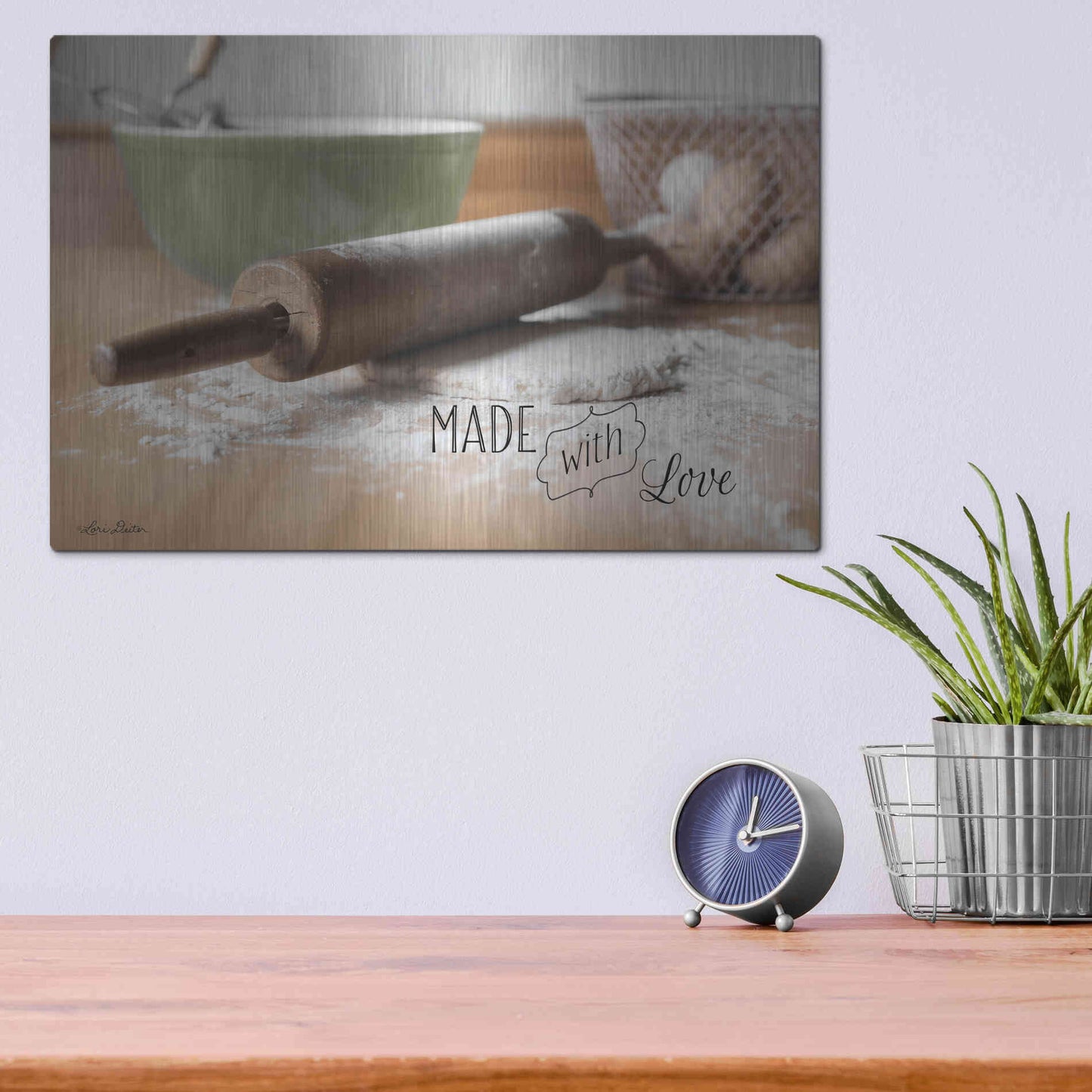 Luxe Metal Art 'Made with Love' by Lori Deiter, Metal Wall Art,16x12