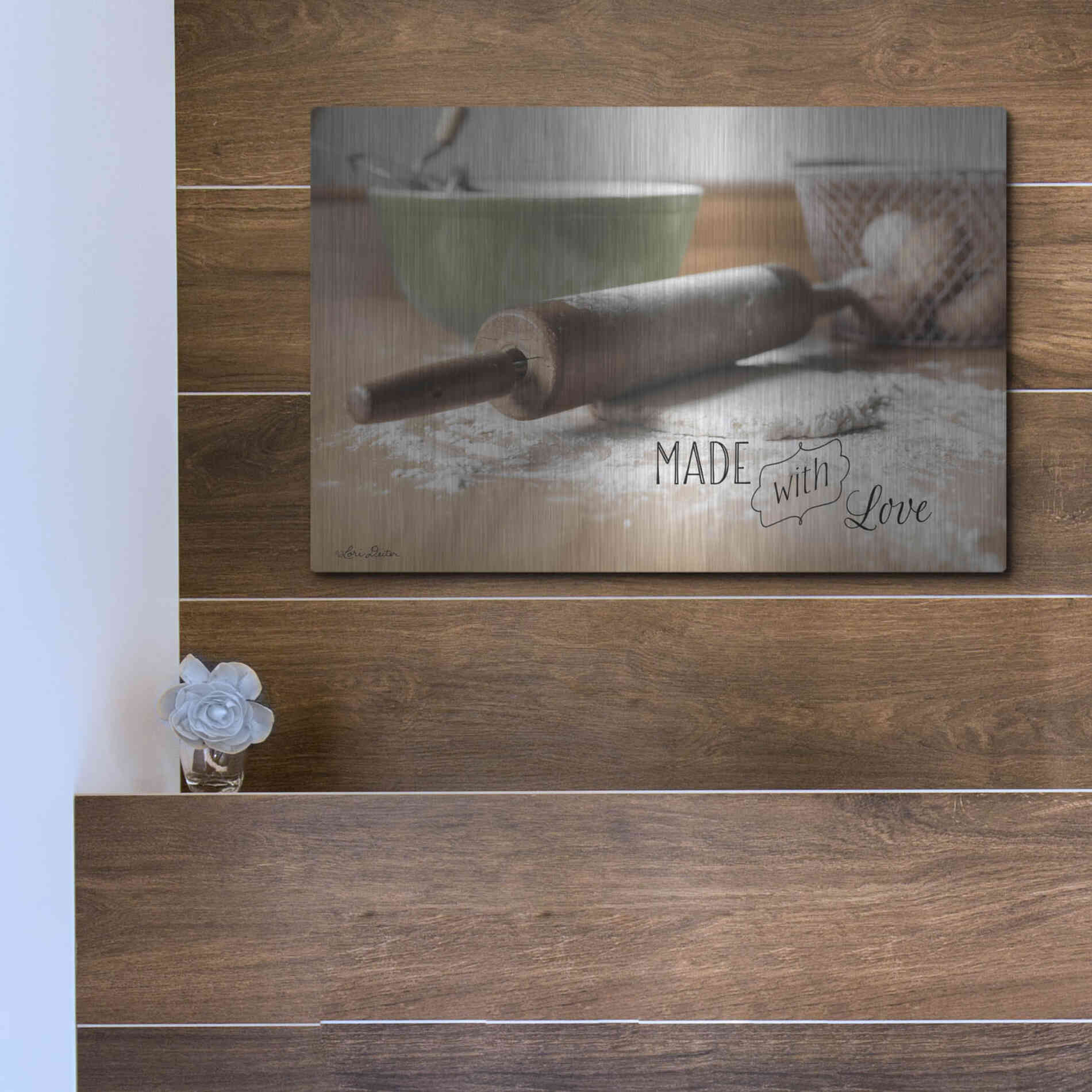 Luxe Metal Art 'Made with Love' by Lori Deiter, Metal Wall Art,16x12