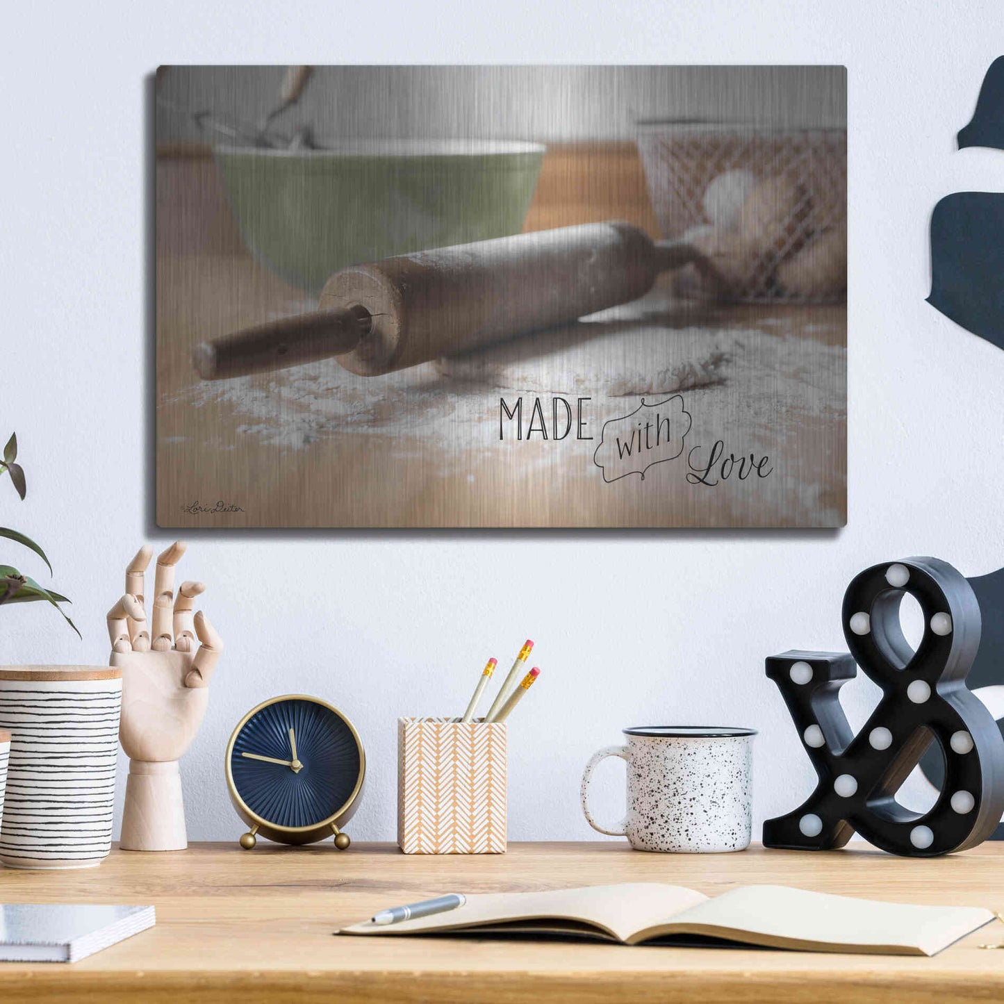 Luxe Metal Art 'Made with Love' by Lori Deiter, Metal Wall Art,16x12