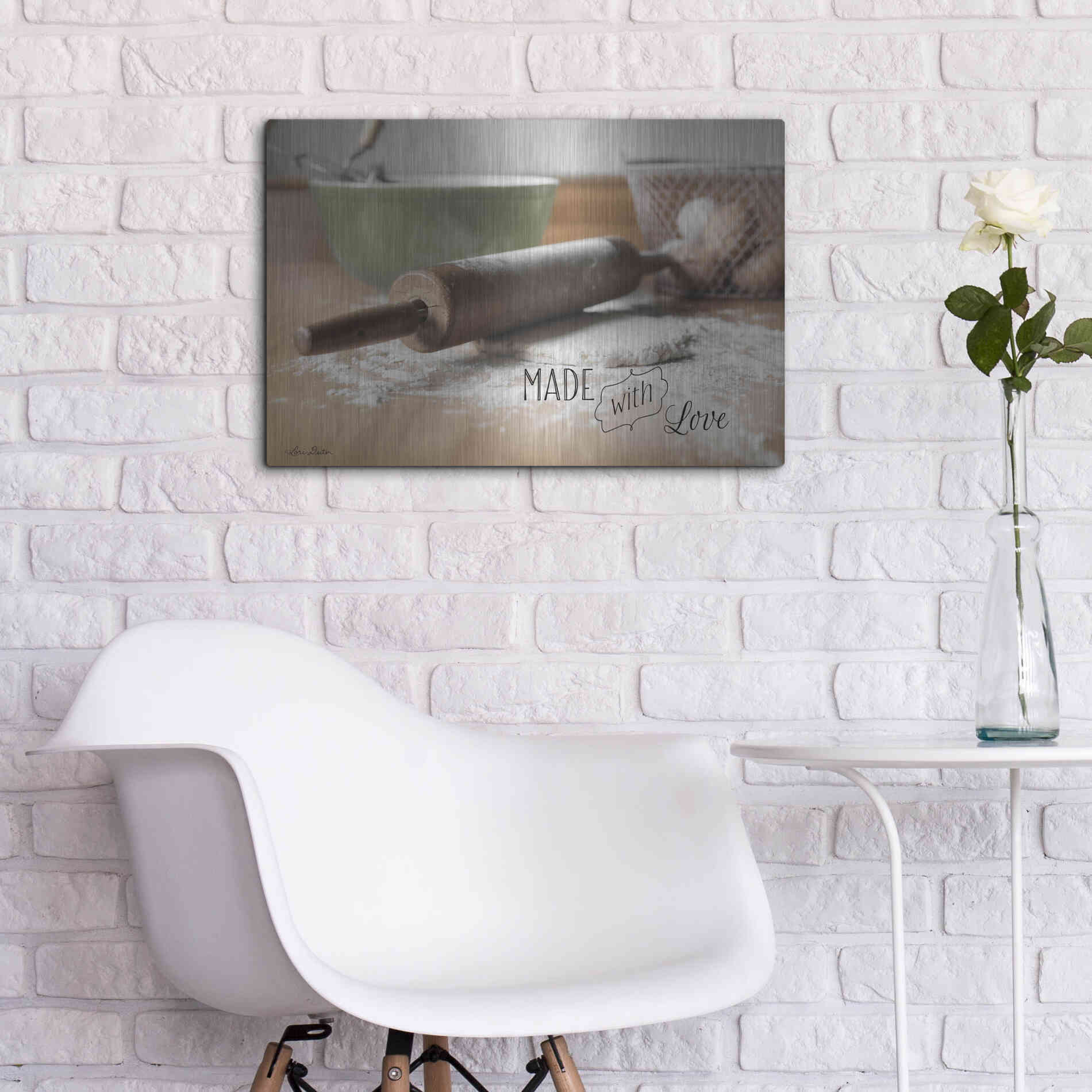 Luxe Metal Art 'Made with Love' by Lori Deiter, Metal Wall Art,24x16