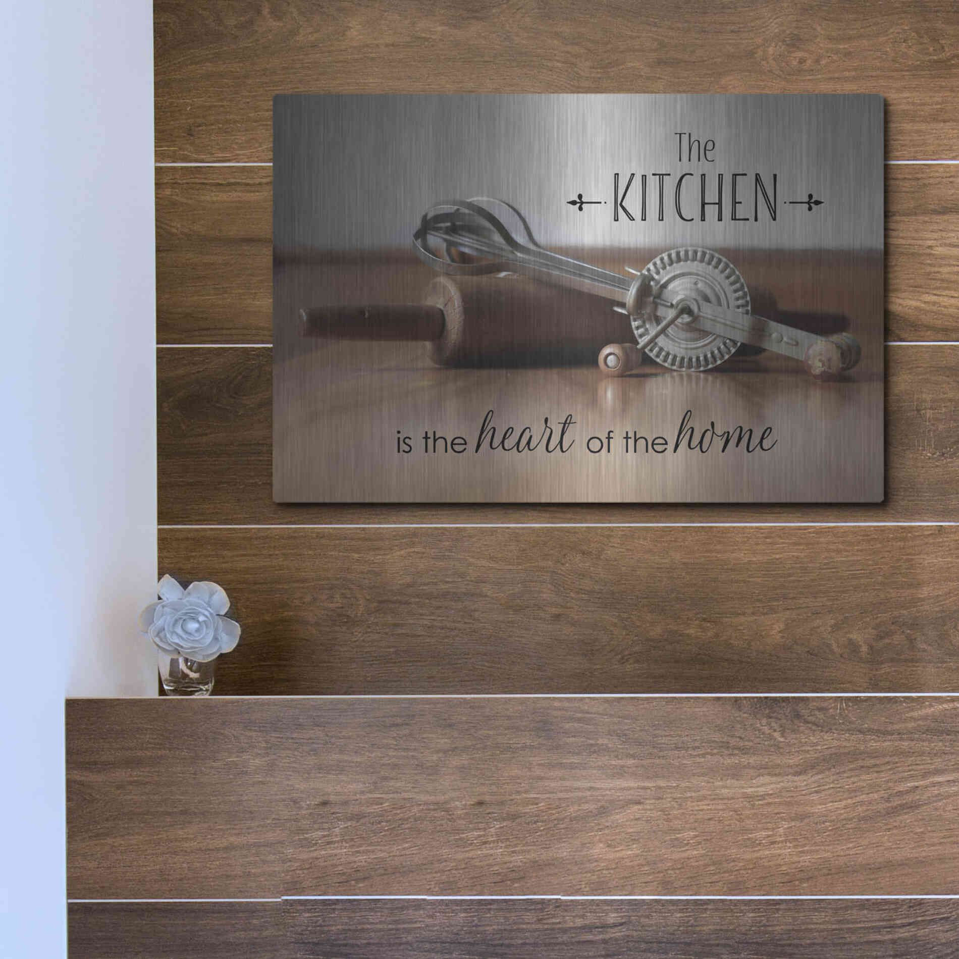 Luxe Metal Art 'The Kitchen is the Heart of the Home' by Lori Deiter, Metal Wall Art,16x12