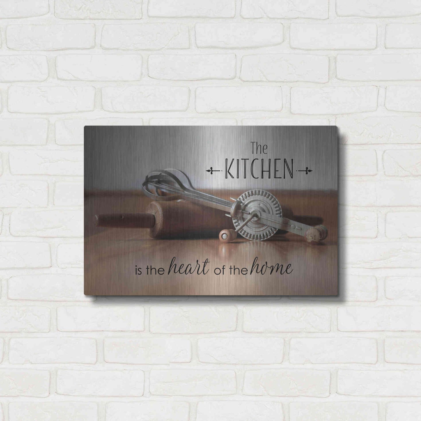Luxe Metal Art 'The Kitchen is the Heart of the Home' by Lori Deiter, Metal Wall Art,24x16