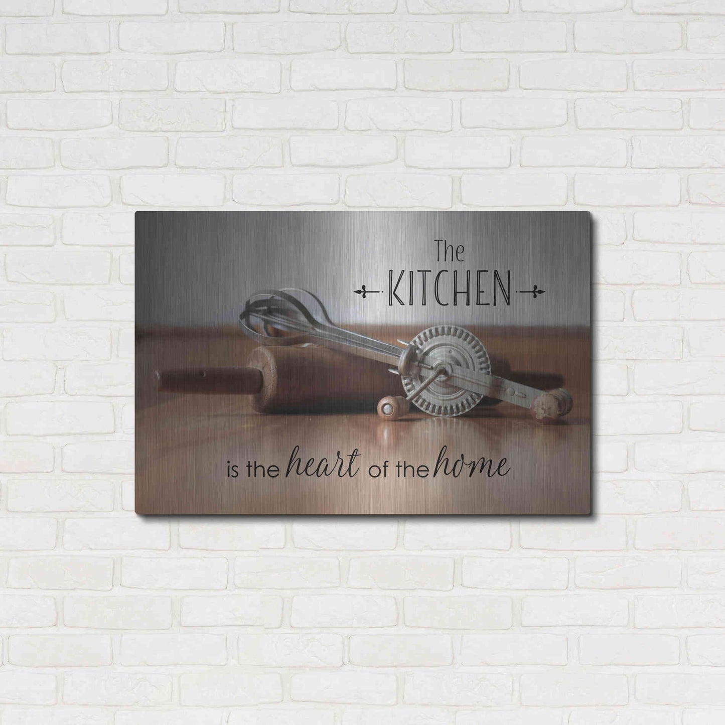Luxe Metal Art 'The Kitchen is the Heart of the Home' by Lori Deiter, Metal Wall Art,36x24