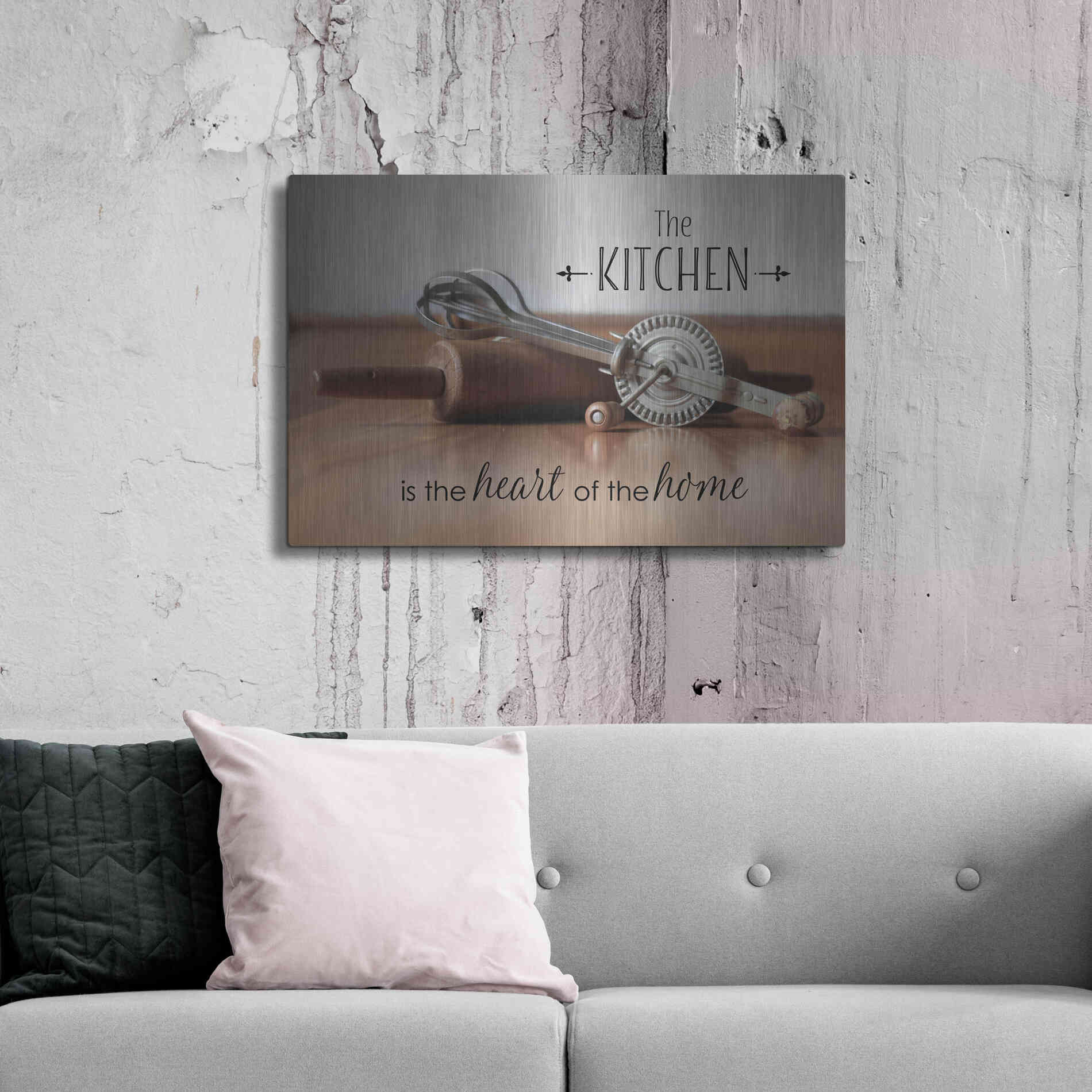 Luxe Metal Art 'The Kitchen is the Heart of the Home' by Lori Deiter, Metal Wall Art,36x24