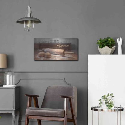 Luxe Metal Art 'A Messy Kitchen is a Sign of Happiness' by Lori Deiter, Metal Wall Art,24x12