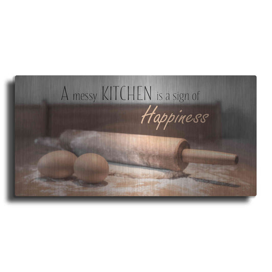 Luxe Metal Art 'A Messy Kitchen is a Sign of Happiness' by Lori Deiter, Metal Wall Art