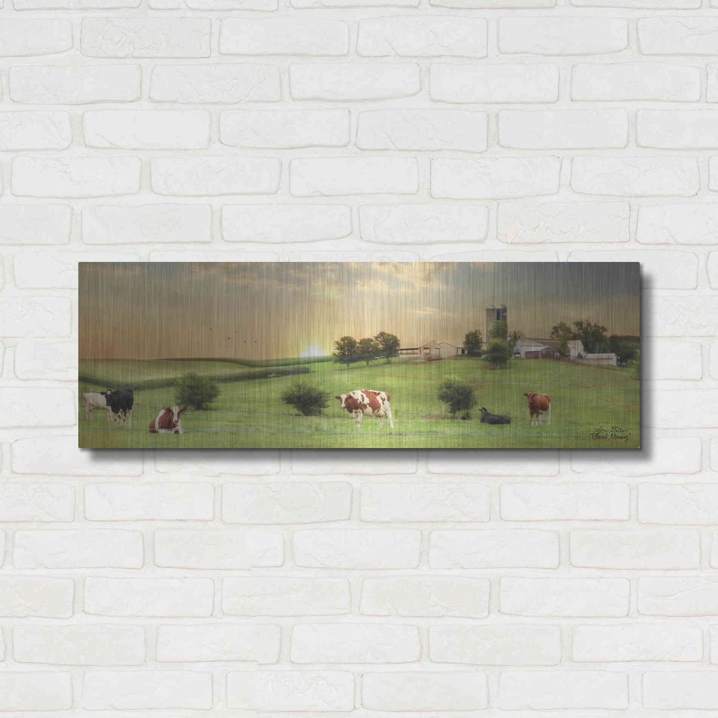 Luxe Metal Art 'Blessed Morning' by Lori Deiter, Metal Wall Art,36x12