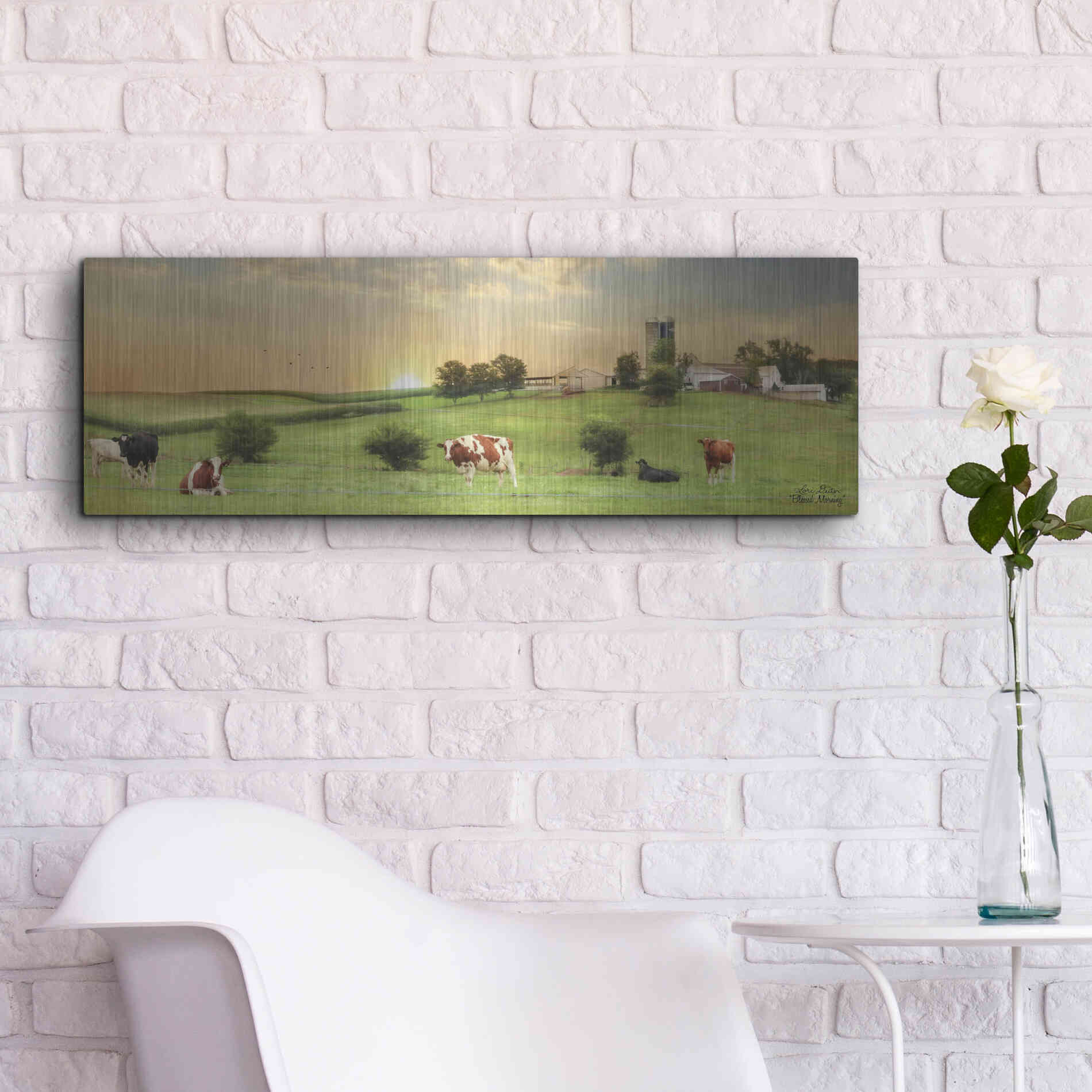 Luxe Metal Art 'Blessed Morning' by Lori Deiter, Metal Wall Art,36x12