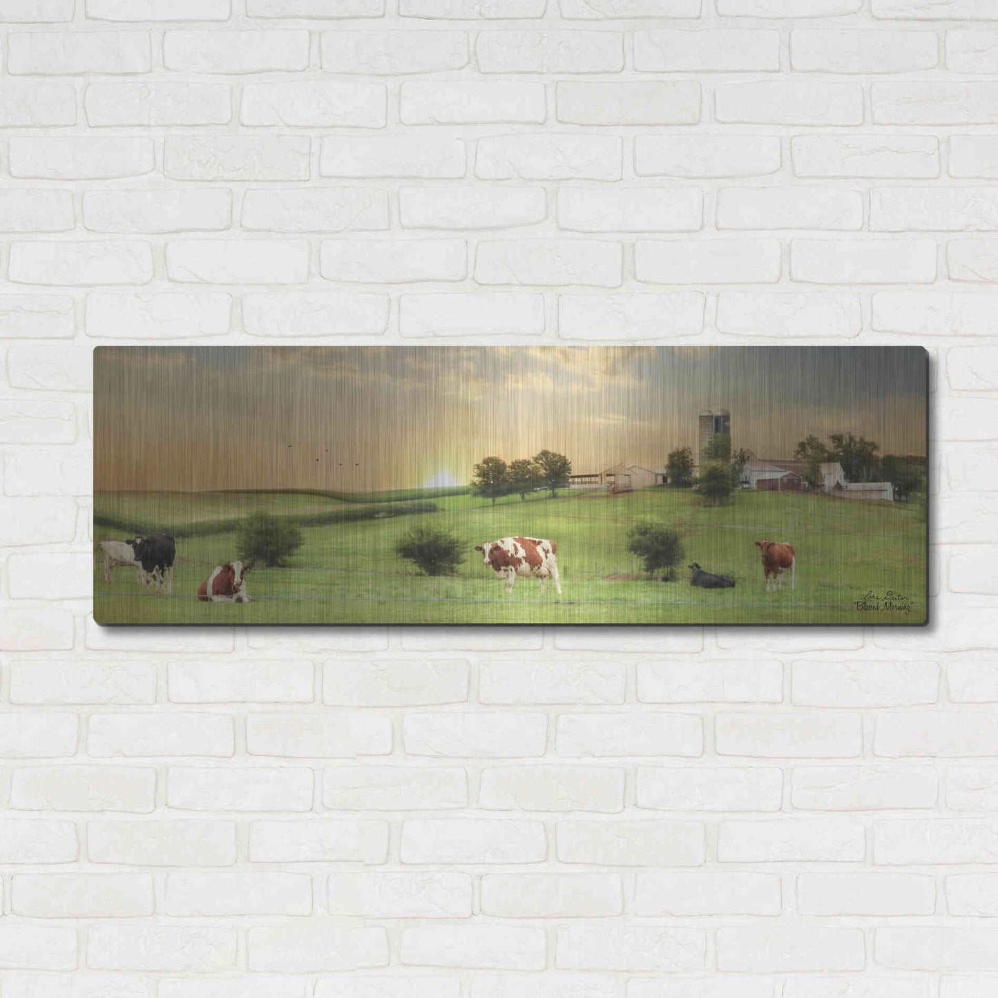 Luxe Metal Art 'Blessed Morning' by Lori Deiter, Metal Wall Art,48x16