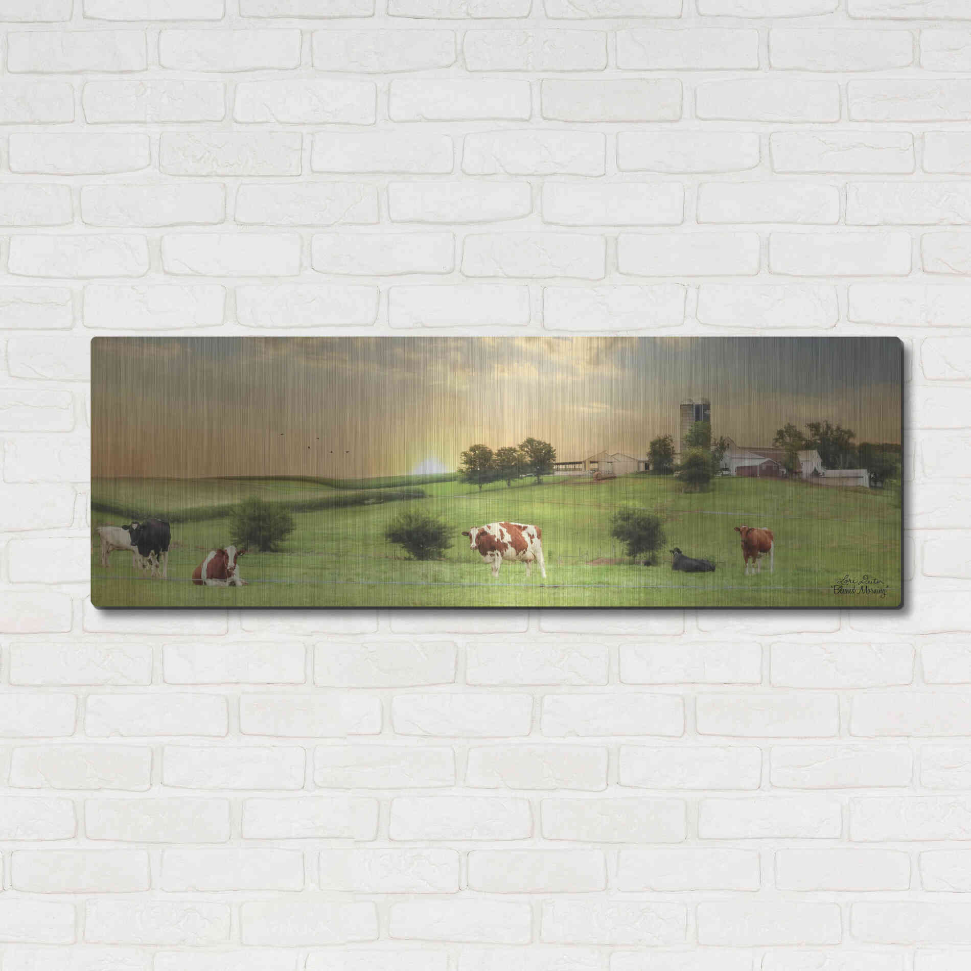 Luxe Metal Art 'Blessed Morning' by Lori Deiter, Metal Wall Art,48x16
