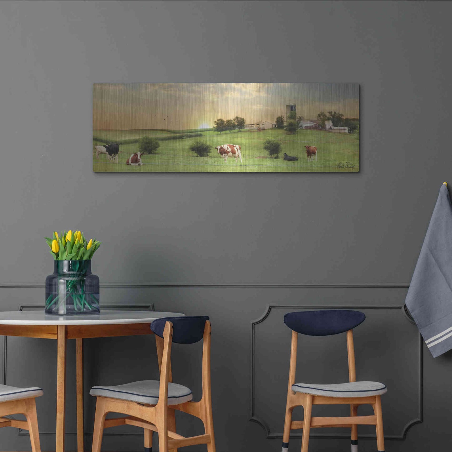 Luxe Metal Art 'Blessed Morning' by Lori Deiter, Metal Wall Art,48x16