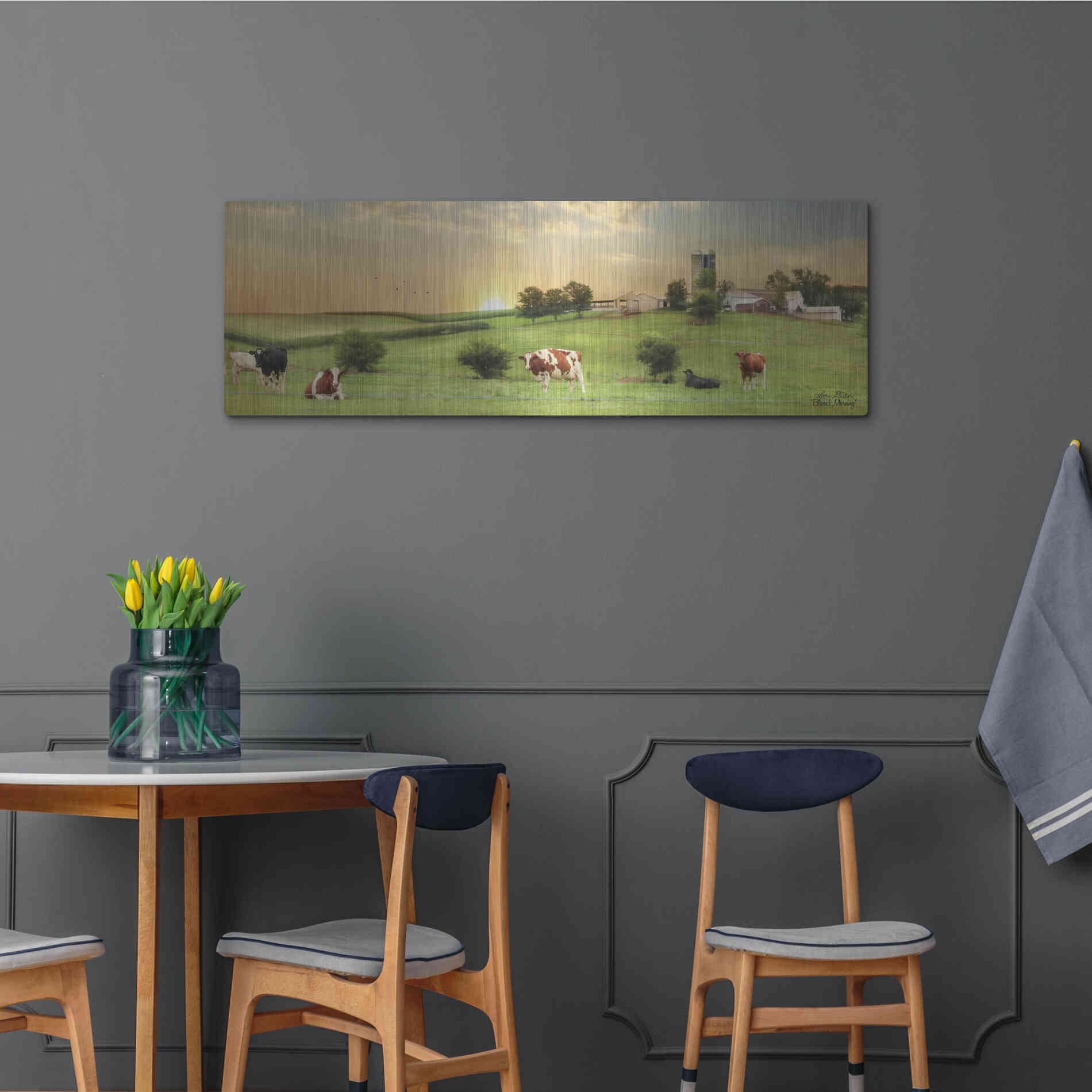 Luxe Metal Art 'Blessed Morning' by Lori Deiter, Metal Wall Art,48x16