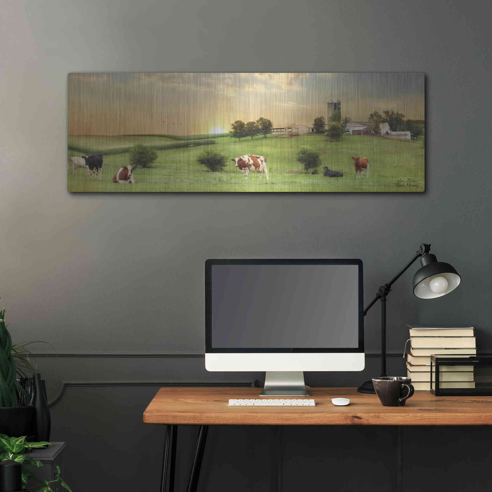 Luxe Metal Art 'Blessed Morning' by Lori Deiter, Metal Wall Art,48x16