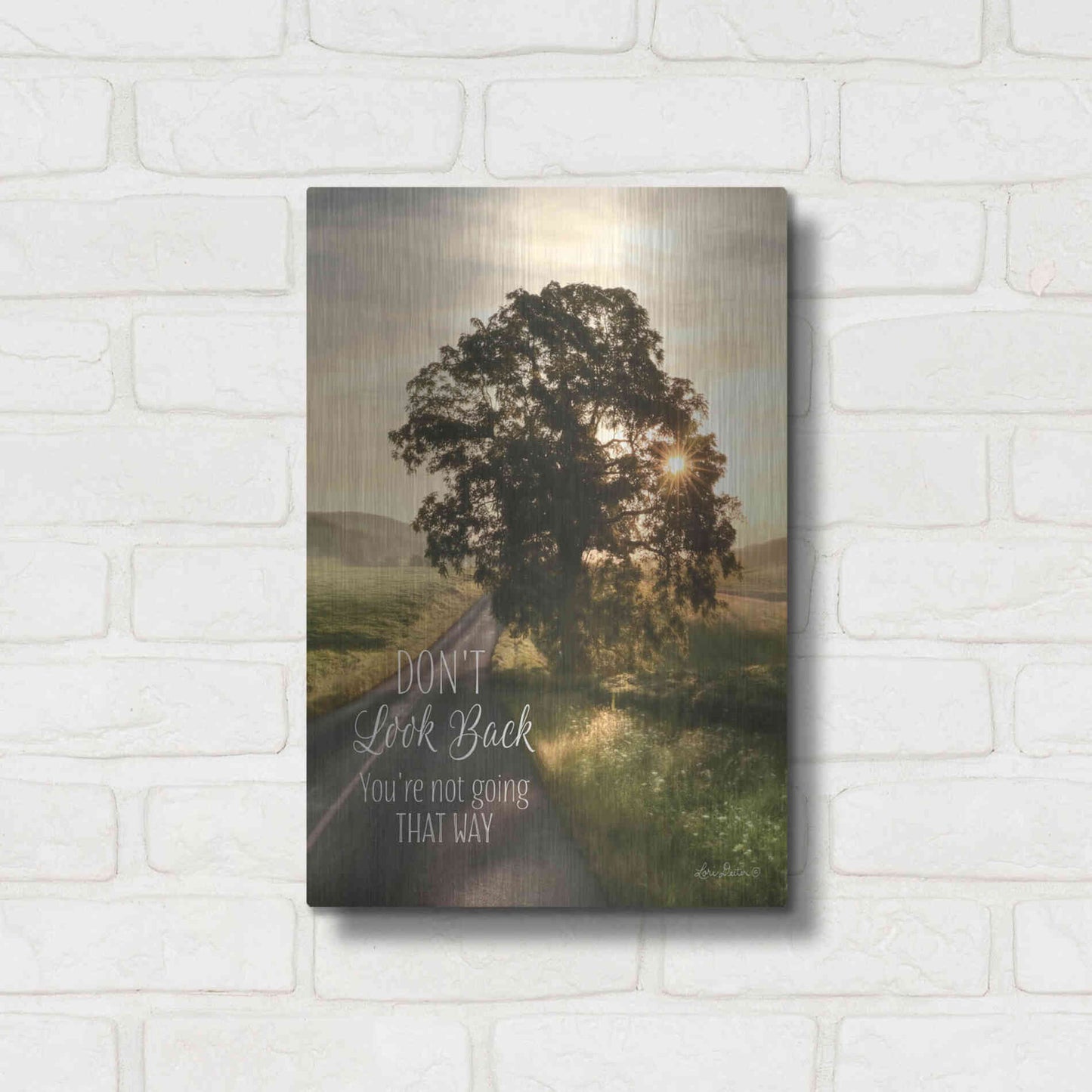 Luxe Metal Art 'Don't Look Back' by Lori Deiter, Metal Wall Art,12x16