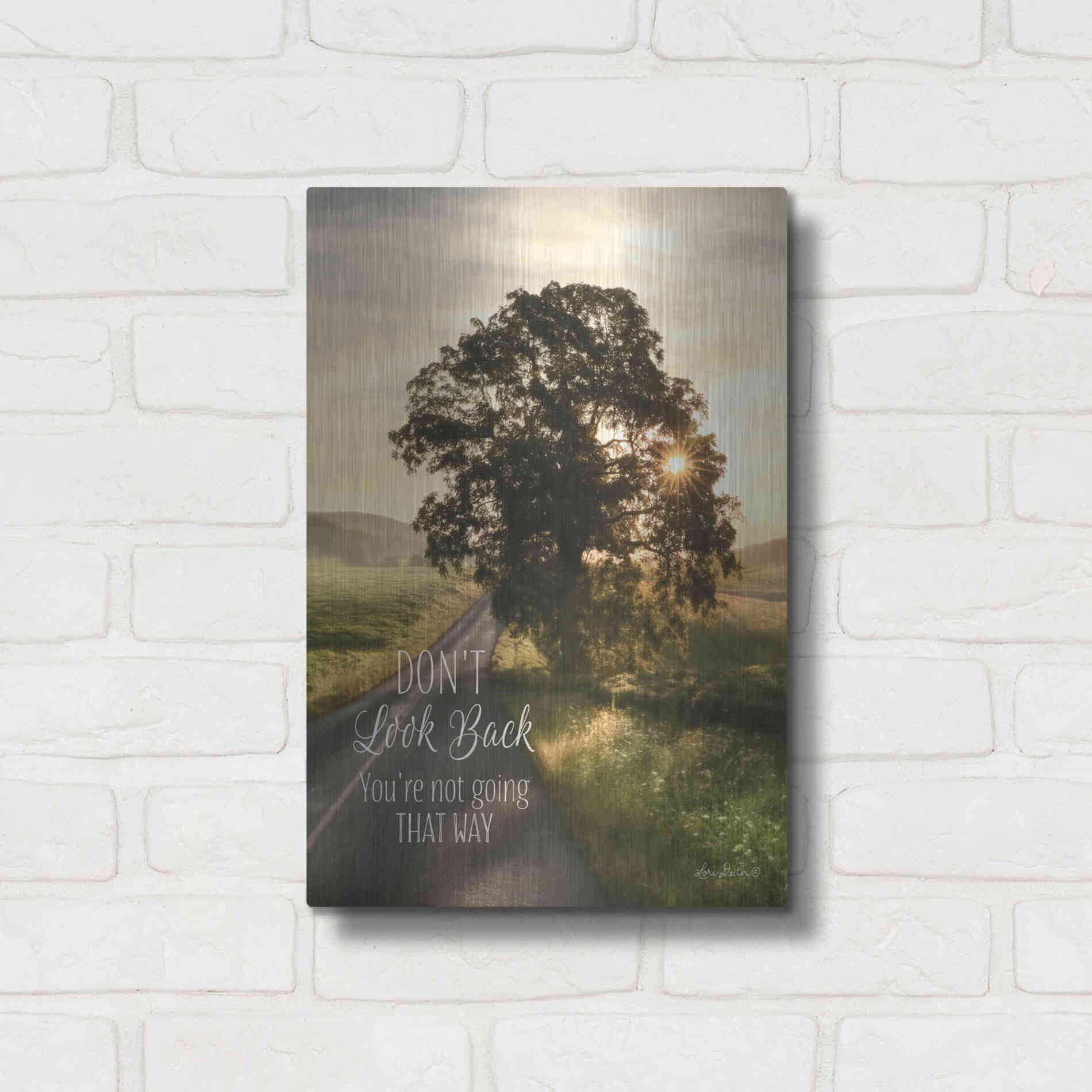 Luxe Metal Art 'Don't Look Back' by Lori Deiter, Metal Wall Art,12x16