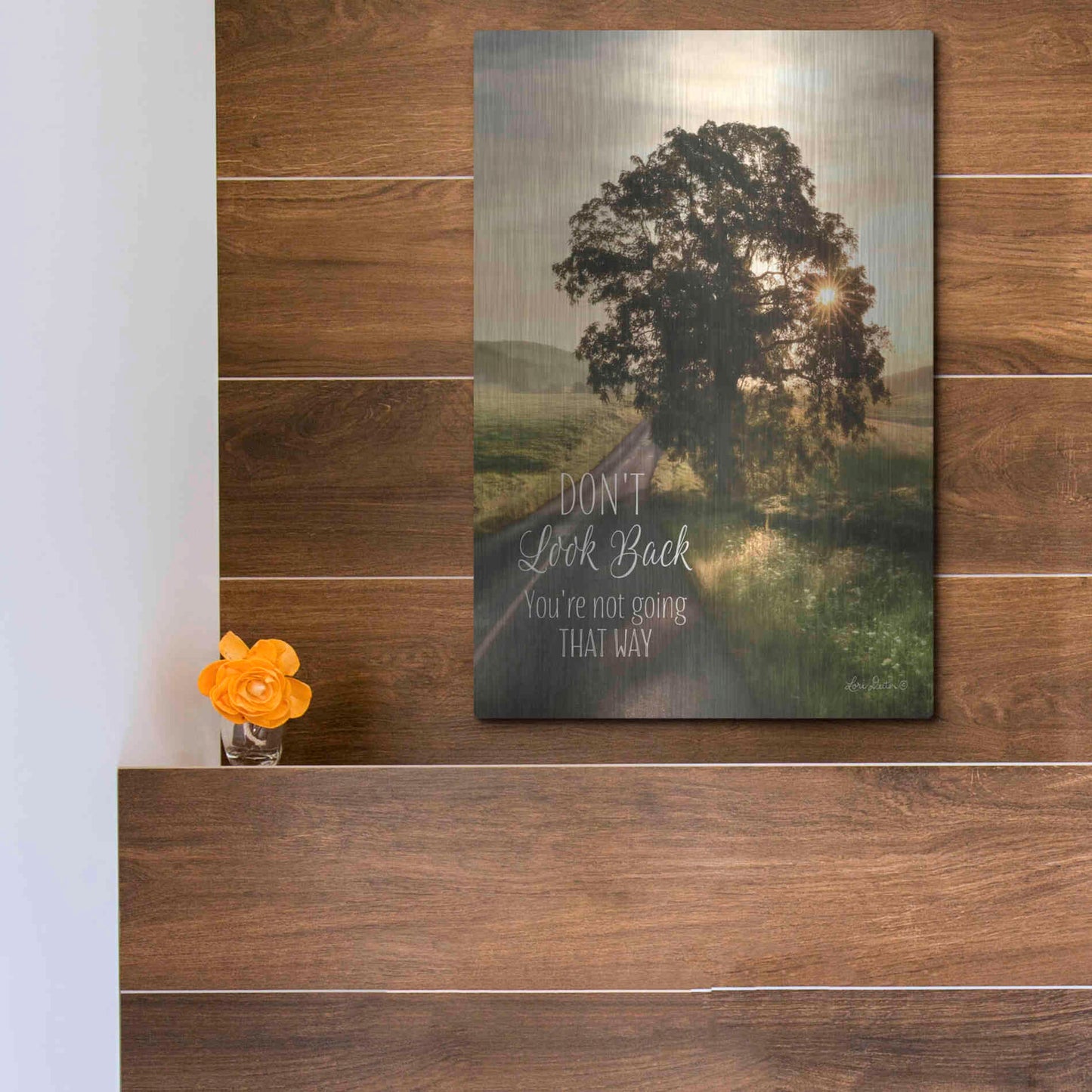 Luxe Metal Art 'Don't Look Back' by Lori Deiter, Metal Wall Art,12x16