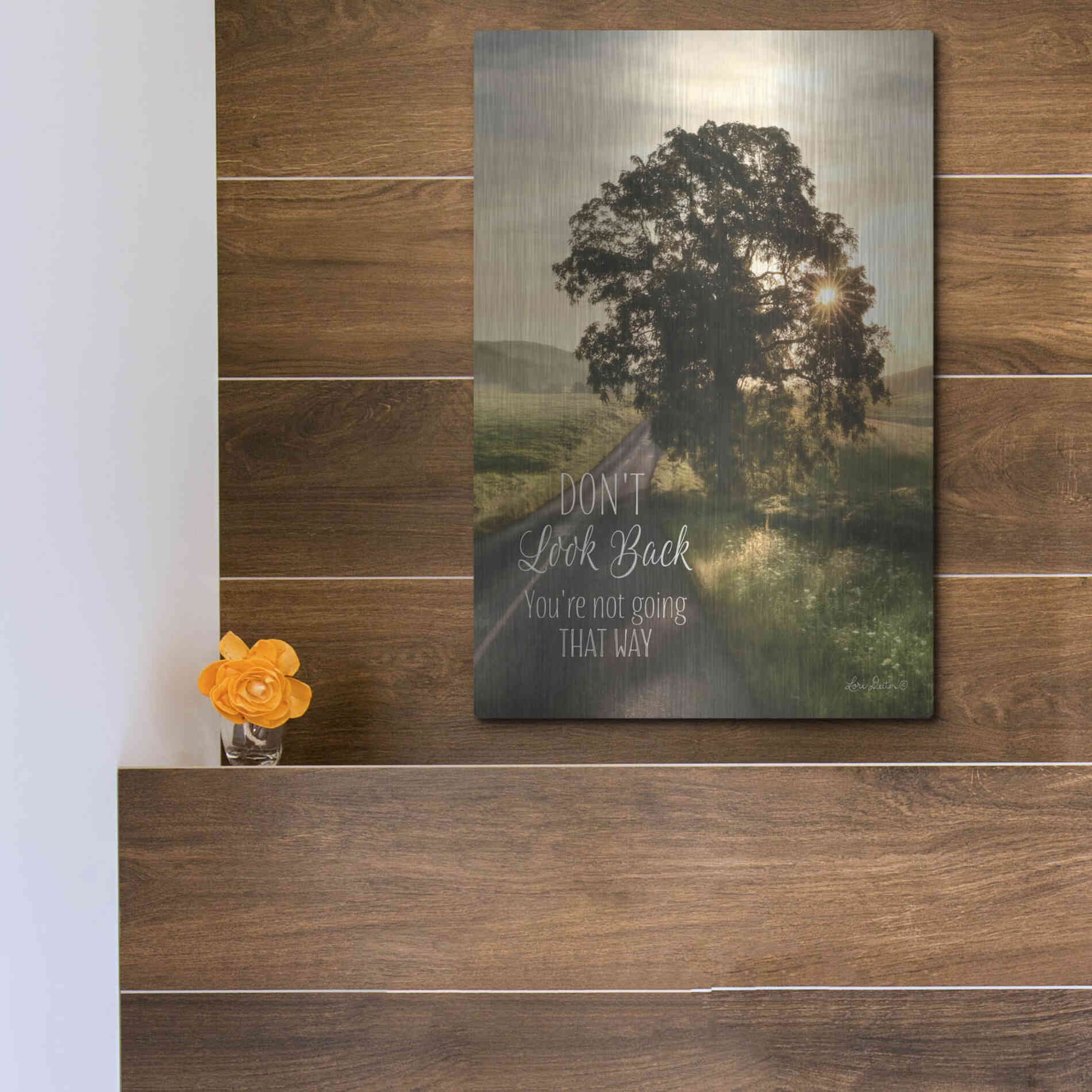 Luxe Metal Art 'Don't Look Back' by Lori Deiter, Metal Wall Art,12x16