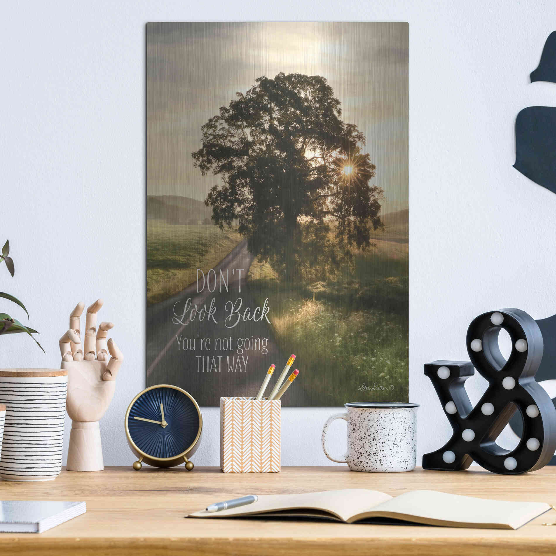 Luxe Metal Art 'Don't Look Back' by Lori Deiter, Metal Wall Art,12x16