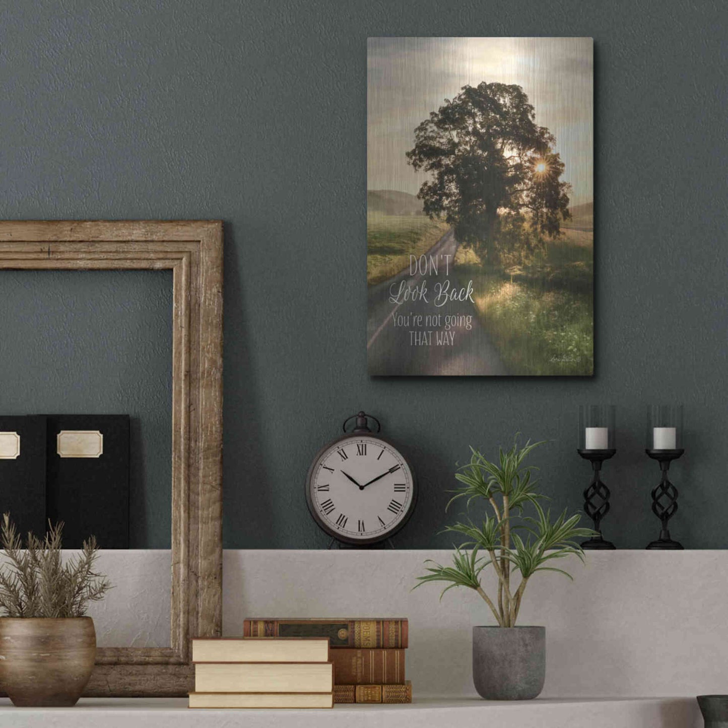 Luxe Metal Art 'Don't Look Back' by Lori Deiter, Metal Wall Art,12x16