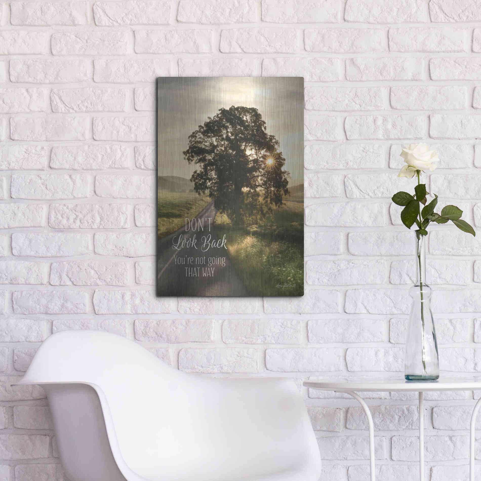 Luxe Metal Art 'Don't Look Back' by Lori Deiter, Metal Wall Art,16x24