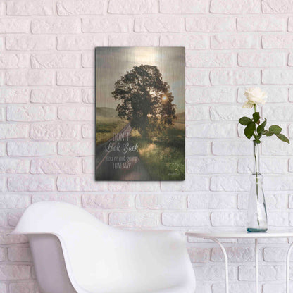 Luxe Metal Art 'Don't Look Back' by Lori Deiter, Metal Wall Art,16x24