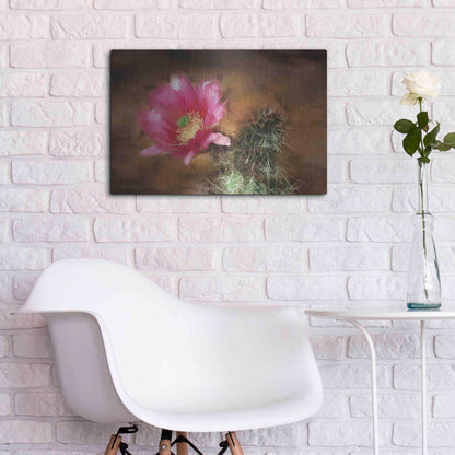 Luxe Metal Art 'Vibrant Cactus Flower' by Lori Deiter, Metal Wall Art,24x16