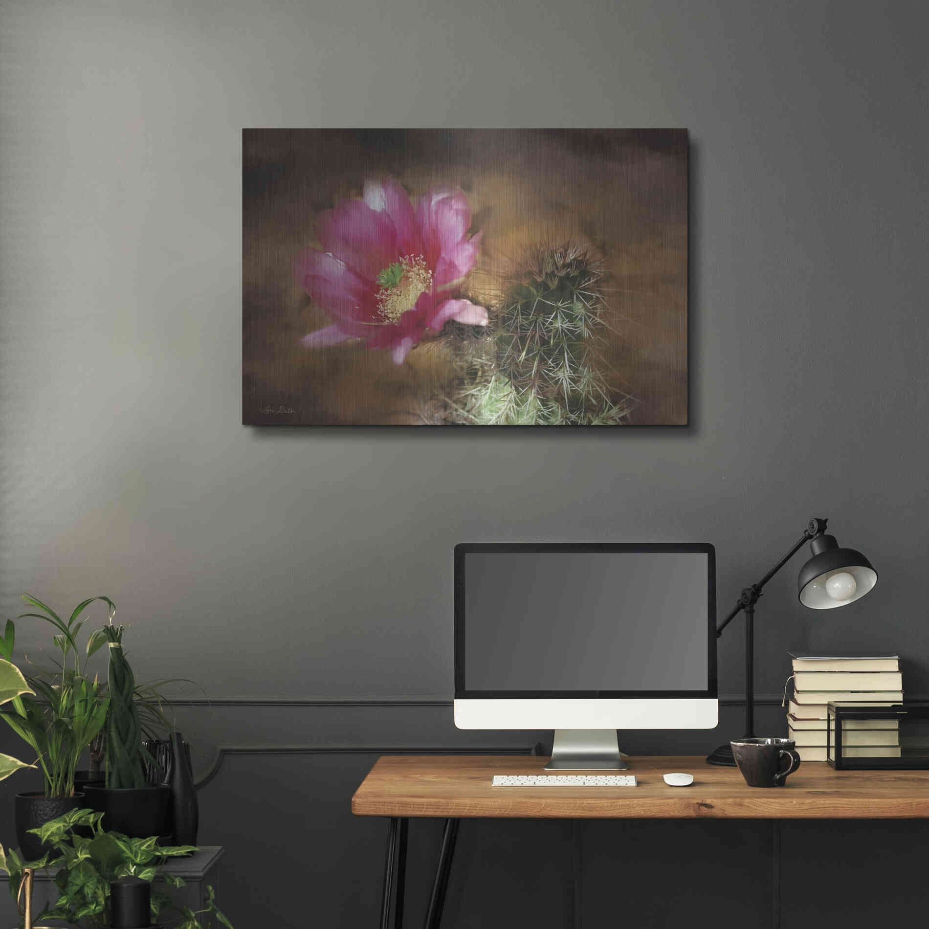 Luxe Metal Art 'Vibrant Cactus Flower' by Lori Deiter, Metal Wall Art,36x24