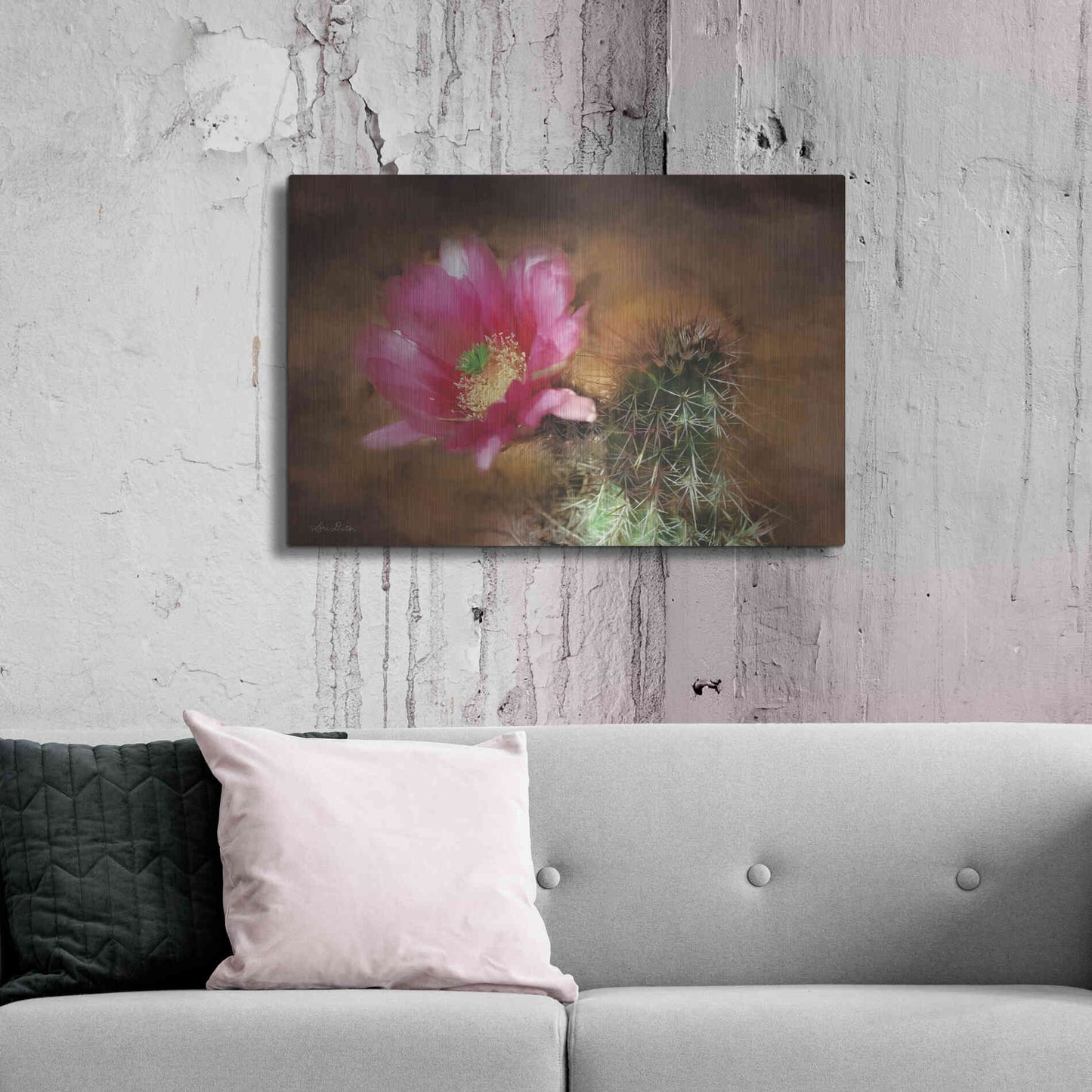 Luxe Metal Art 'Vibrant Cactus Flower' by Lori Deiter, Metal Wall Art,36x24