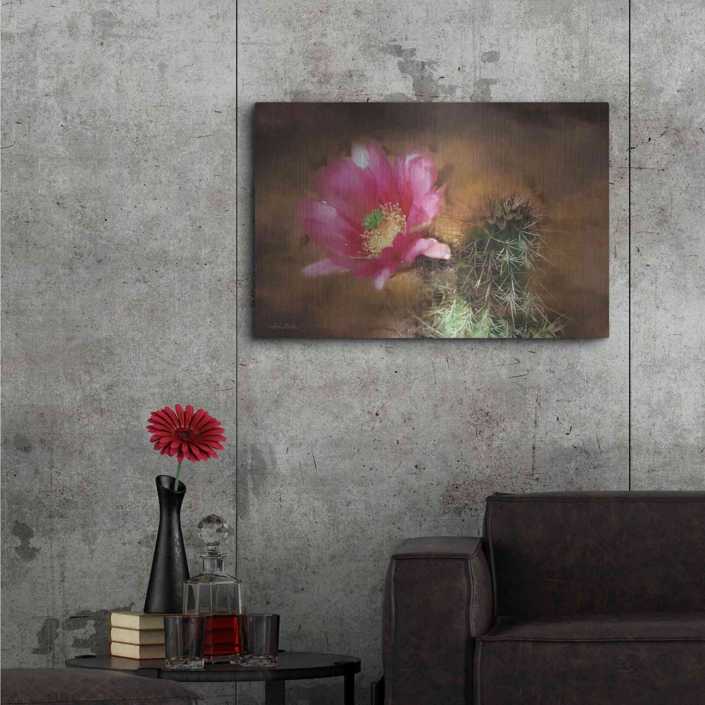 Luxe Metal Art 'Vibrant Cactus Flower' by Lori Deiter, Metal Wall Art,36x24