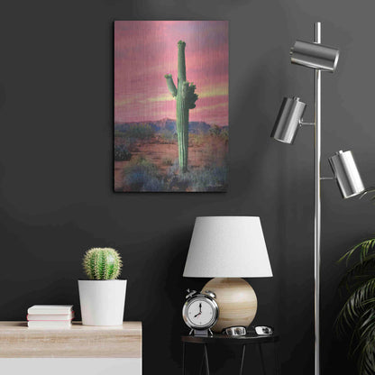 Luxe Metal Art 'Vibrant Cactus Sunset' by Lori Deiter, Metal Wall Art,16x24