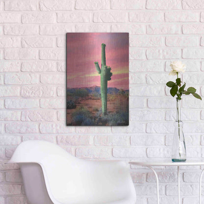 Luxe Metal Art 'Vibrant Cactus Sunset' by Lori Deiter, Metal Wall Art,16x24