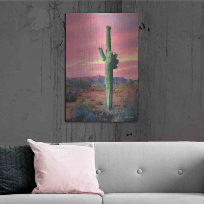 Luxe Metal Art 'Vibrant Cactus Sunset' by Lori Deiter, Metal Wall Art,24x36