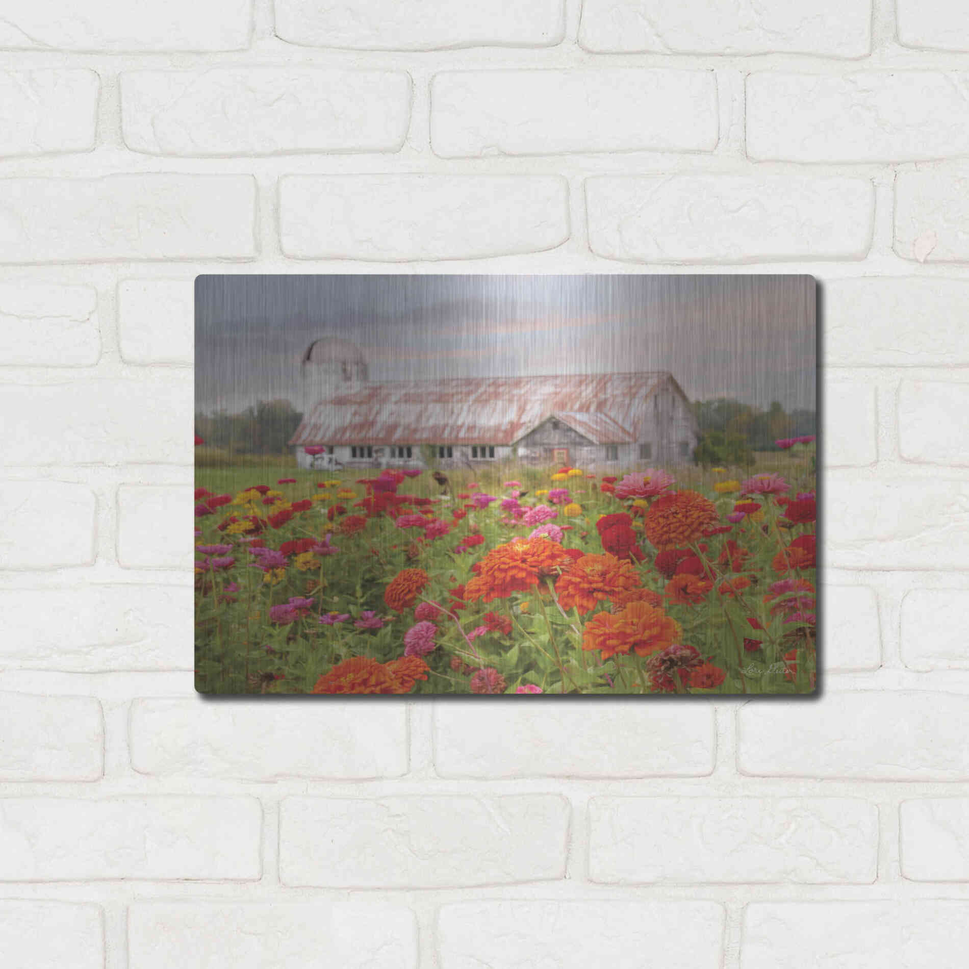 Luxe Metal Art 'Vermont Flowers' by Lori Deiter, Metal Wall Art,16x12