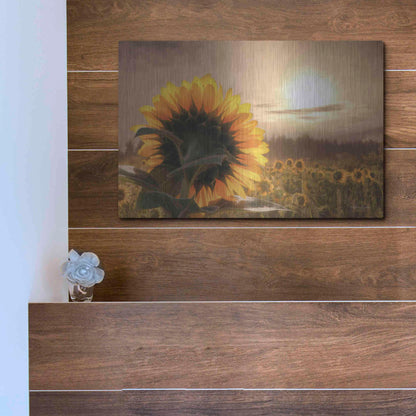 Luxe Metal Art 'Sunlit Sunflower' by Lori Deiter, Metal Wall Art,16x12