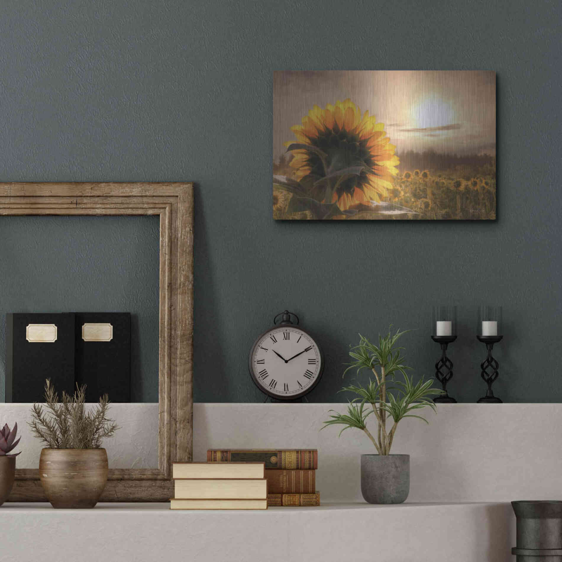 Luxe Metal Art 'Sunlit Sunflower' by Lori Deiter, Metal Wall Art,16x12