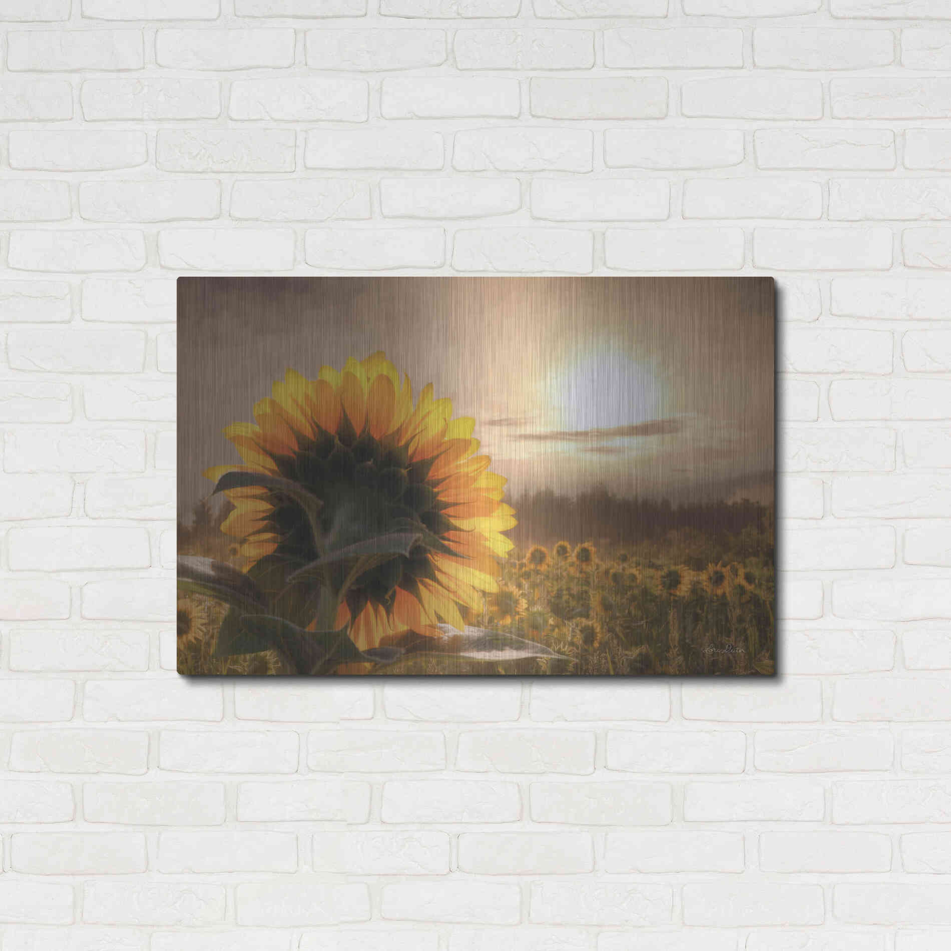 Luxe Metal Art 'Sunlit Sunflower' by Lori Deiter, Metal Wall Art,36x24