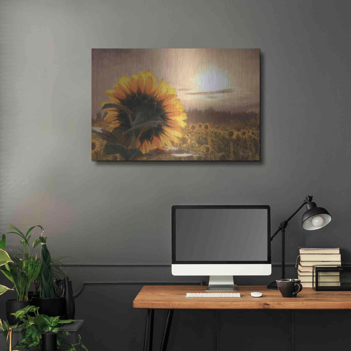 Luxe Metal Art 'Sunlit Sunflower' by Lori Deiter, Metal Wall Art,36x24