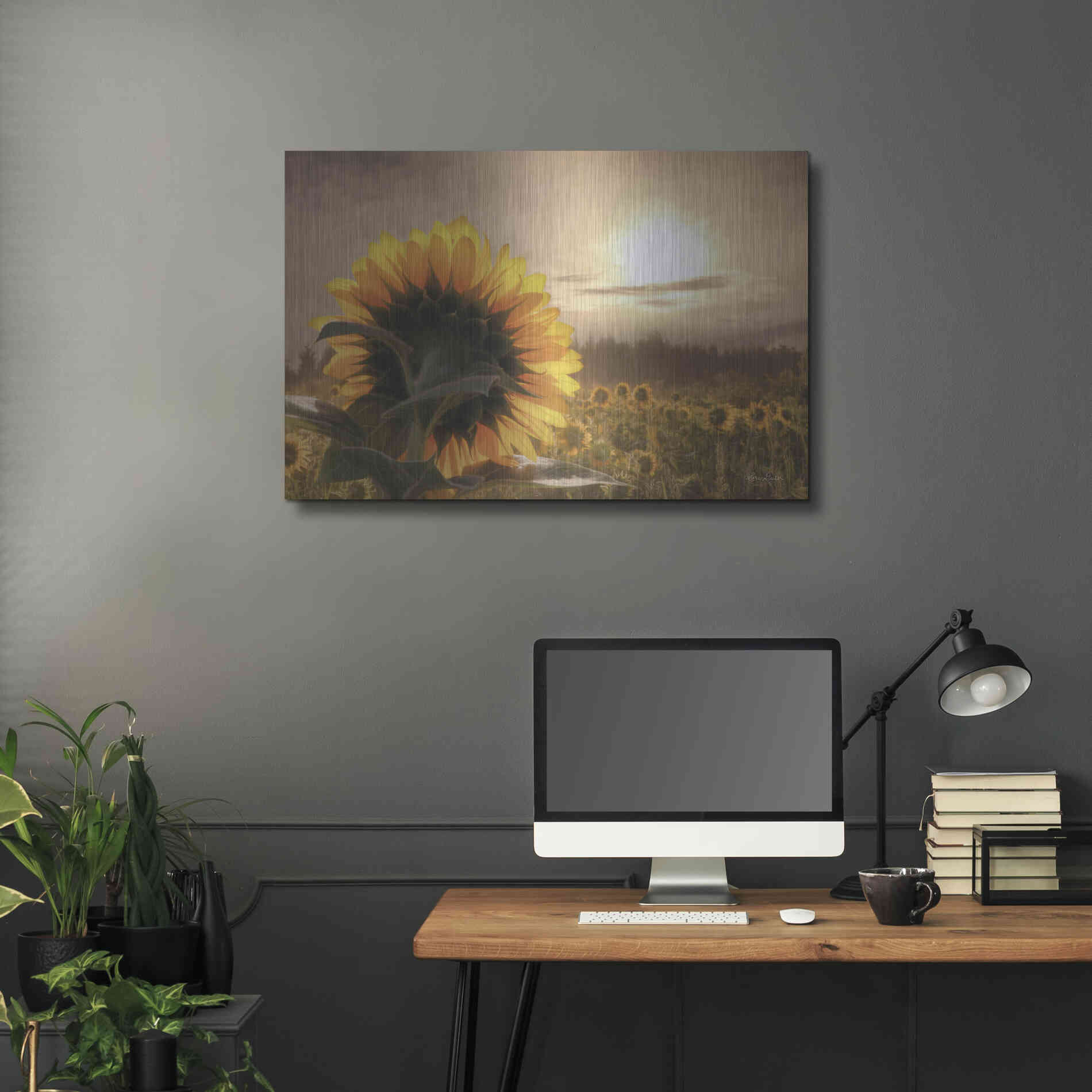 Luxe Metal Art 'Sunlit Sunflower' by Lori Deiter, Metal Wall Art,36x24