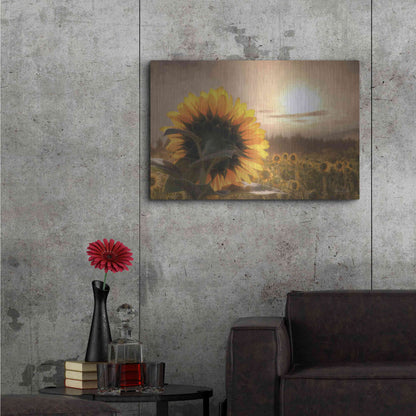 Luxe Metal Art 'Sunlit Sunflower' by Lori Deiter, Metal Wall Art,36x24