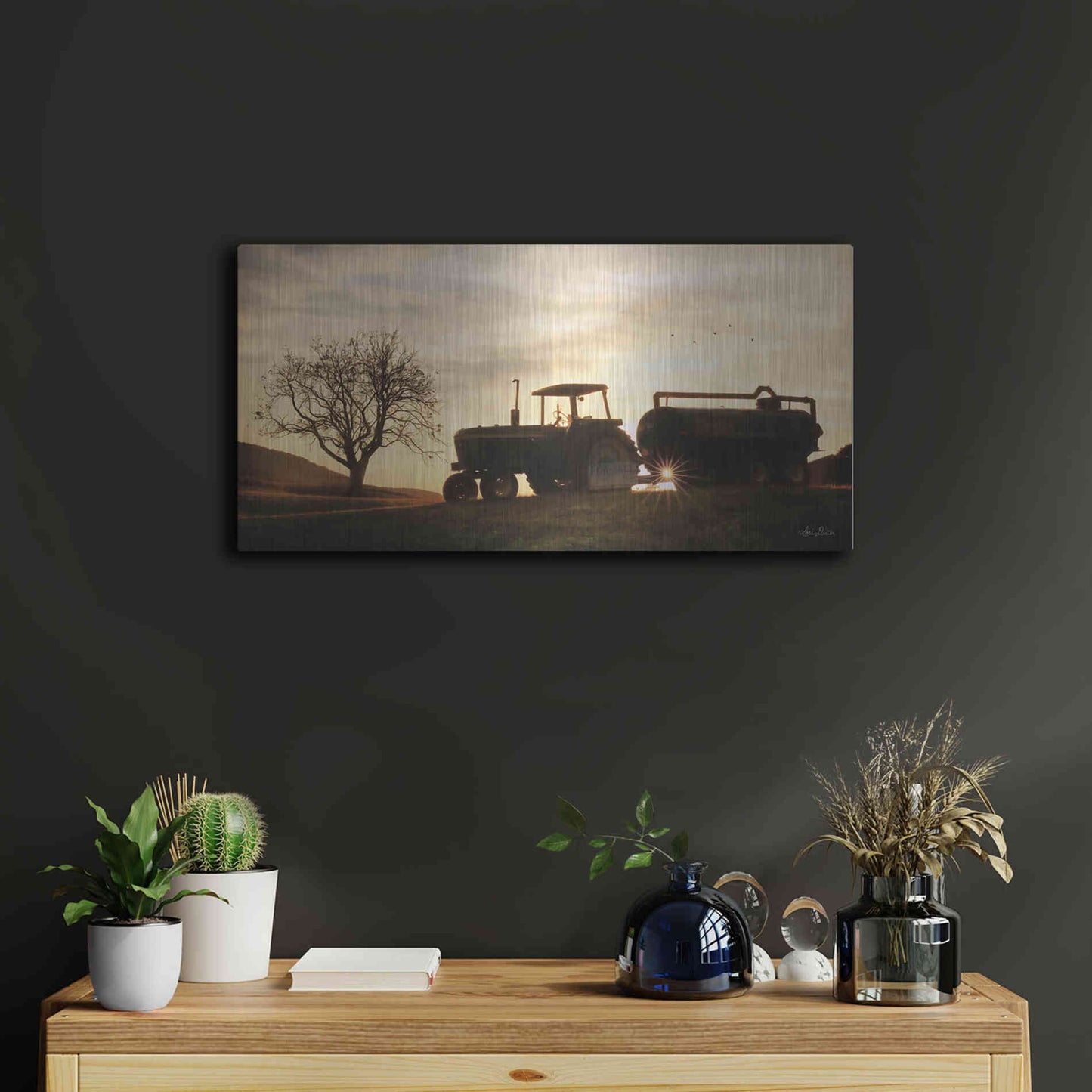 Luxe Metal Art 'Tractor for Sale' by Lori Deiter, Metal Wall Art,24x12
