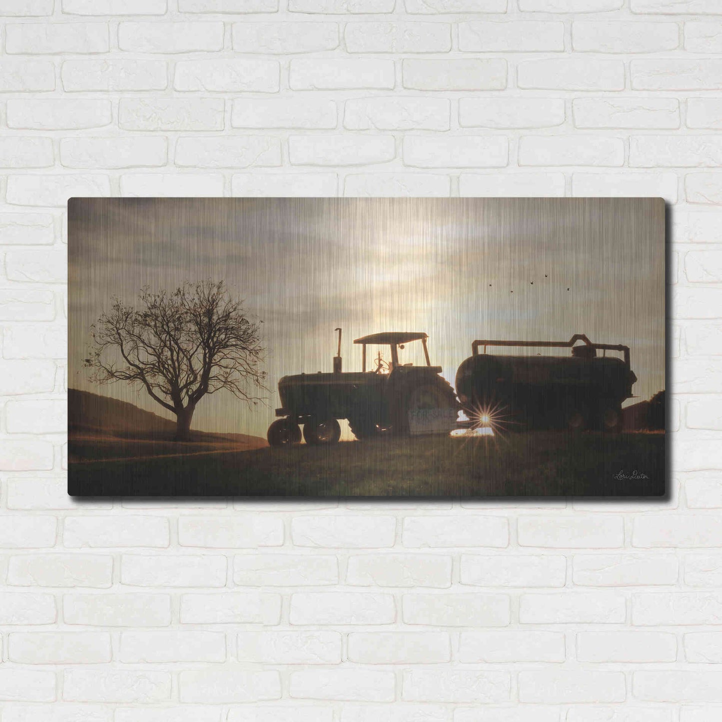 Luxe Metal Art 'Tractor for Sale' by Lori Deiter, Metal Wall Art,48x24