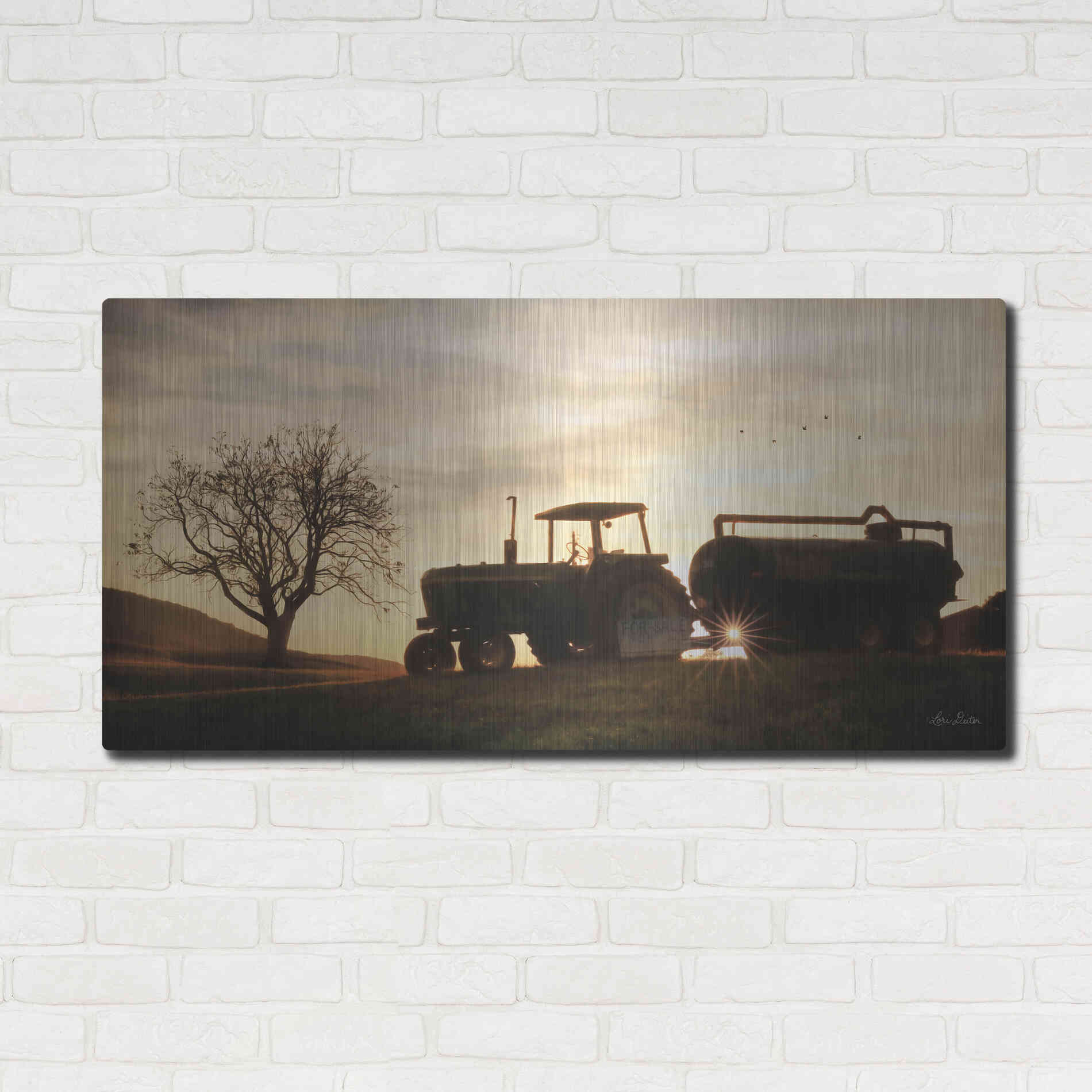 Luxe Metal Art 'Tractor for Sale' by Lori Deiter, Metal Wall Art,48x24