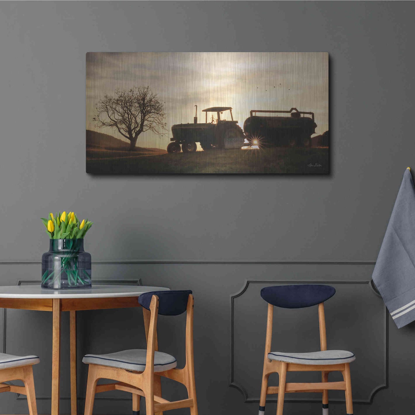 Luxe Metal Art 'Tractor for Sale' by Lori Deiter, Metal Wall Art,48x24